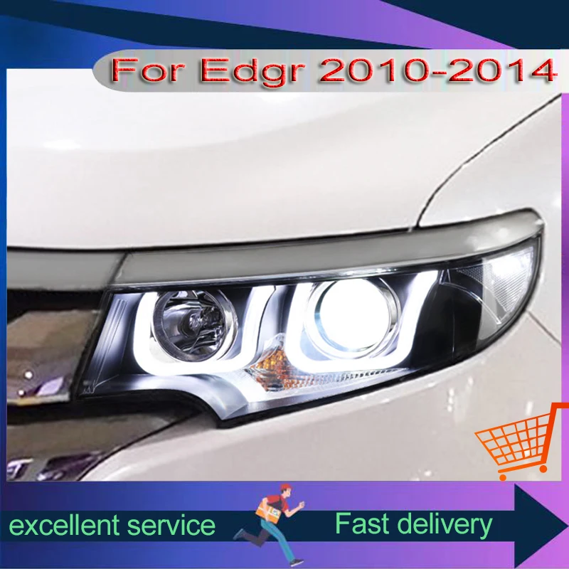 Imported Car Headlights For Ford Edge 2010-2014 Automobile Assembly Modification LED DRL Dual Projection Lens Xenon Front Lamps