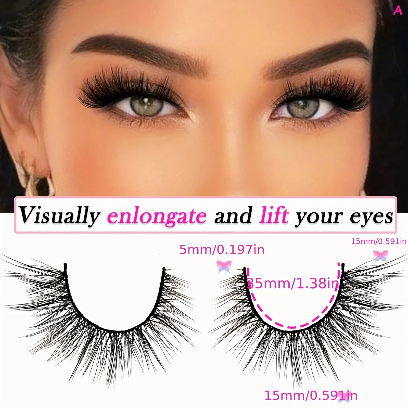رقيق آند كات آي فوكس آي 5 أزواج من الرموش الصناعية المنك الصناعية، لفة C، الطول 13-15 ملم، مكياج تمديد رموش مثير