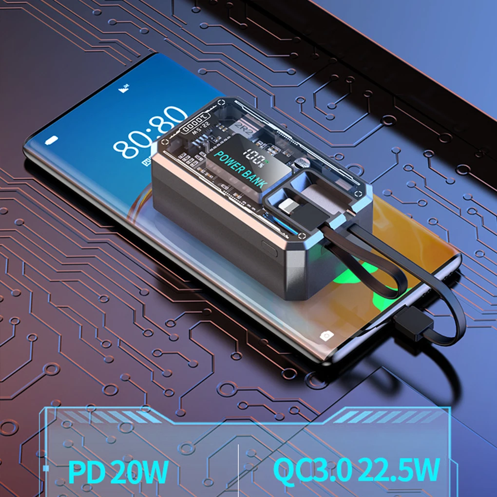 DIY Battery Charger Box Visual Chip And 3-port Simultaneous Charging Charging Simultaneously 20000mAh