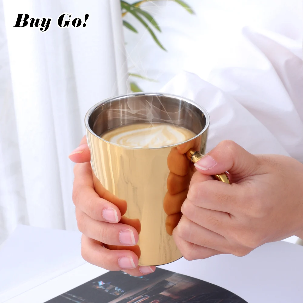 1/2PCS Double Wall Stainless Steel Coffee Mug 300ml Portable Rainbow Cup Travel Tumbler Milk Tea Cups Double Office Water Mugs