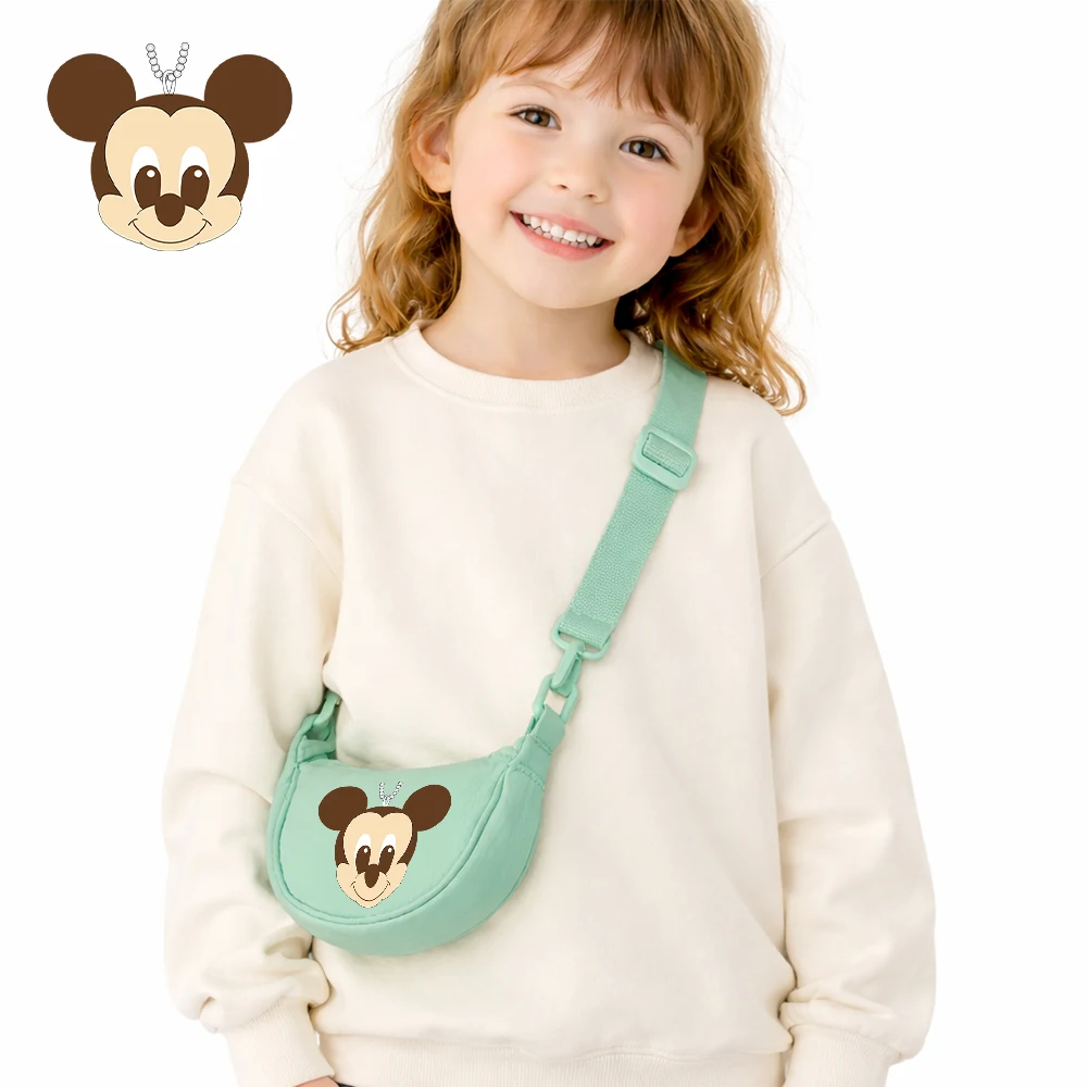 

Disney Kids Canvas Crossbody Bag Mickey Cartoon Dumpling Bag Lightweight Large Capacity Adjustable Strap Casual Daily Bag