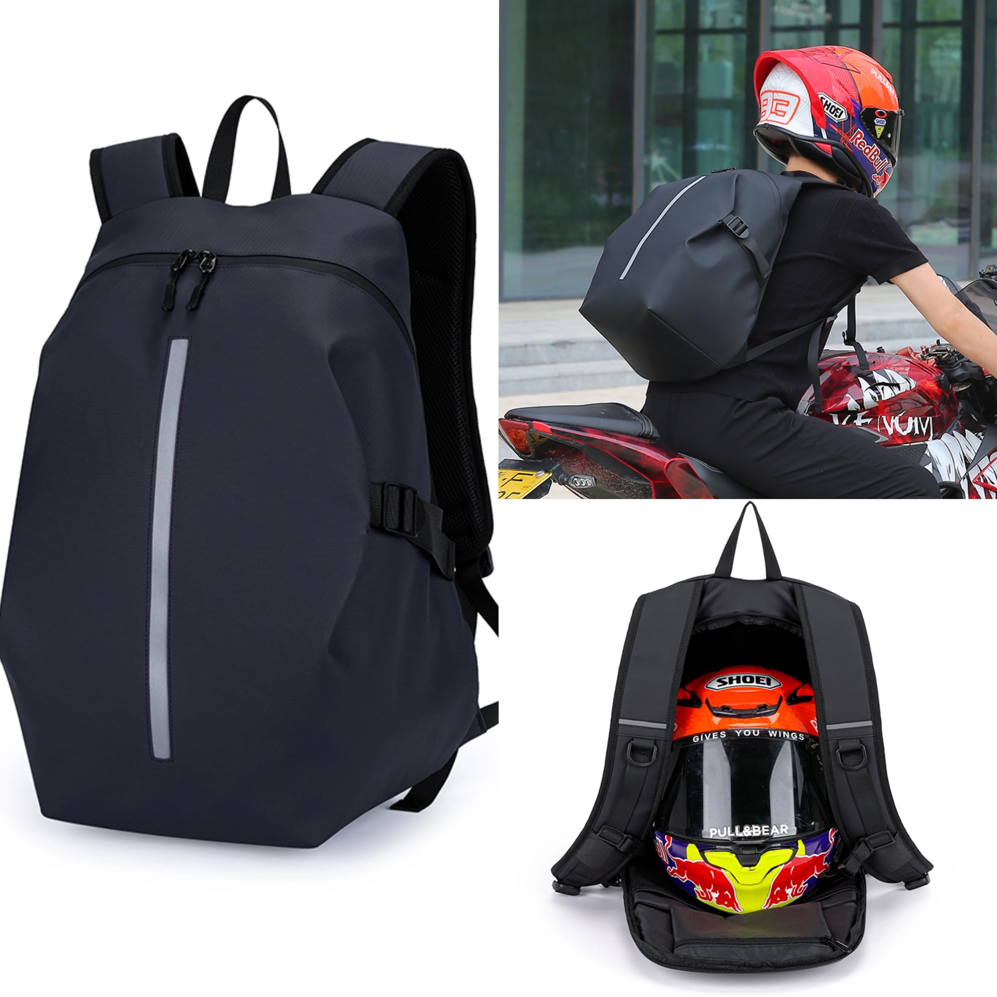 

Waterproof Motorcycle Backpack Outdoor Sports Moto Biker Cycling Riding Helmet Backpack Reflective Business Travel Laptop Bag