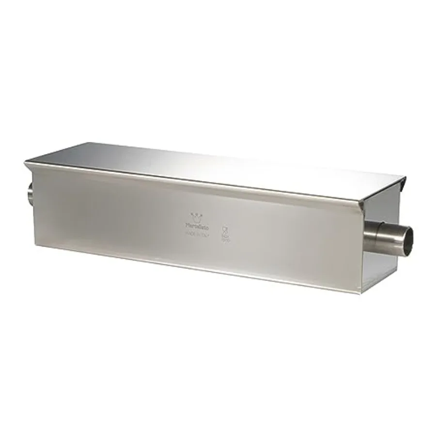 

Baking application, heavy stainless steel, silver, 30.4 oz loaf mold with tubular center for post-bake filling
