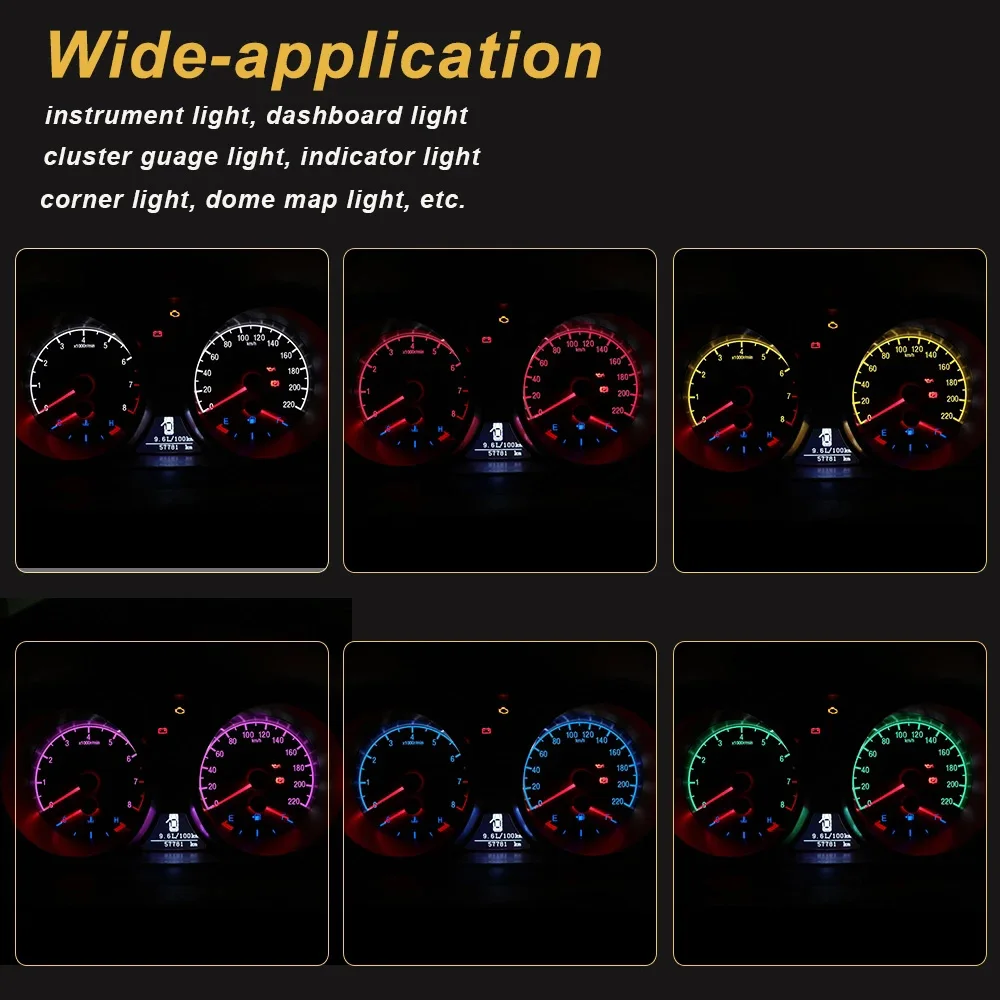 10Pcs BA9S LED Bulbs T4W T11 Car Instrument Cluster Lights 1895 64111 RGB Gauge Dashboard Map Lamp 53 57 Interior Lighting 12V