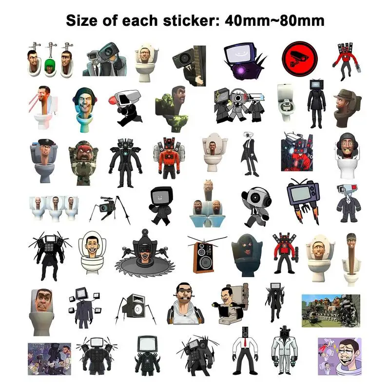 50PCS Skibidi Toilet Funny Game Stickers Simple Decals Decoration DIY Phone Notebook Suitcase Laptop Cartoon Sticker Gift