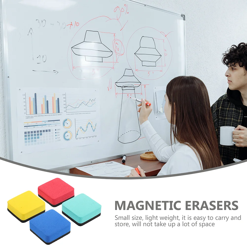 Portátil Magnetic Quadro Wipers, Whiteboard, Borrachas, Seco, Pequeno Quadro, Eva, Escritório, Crianças, 12 pcs