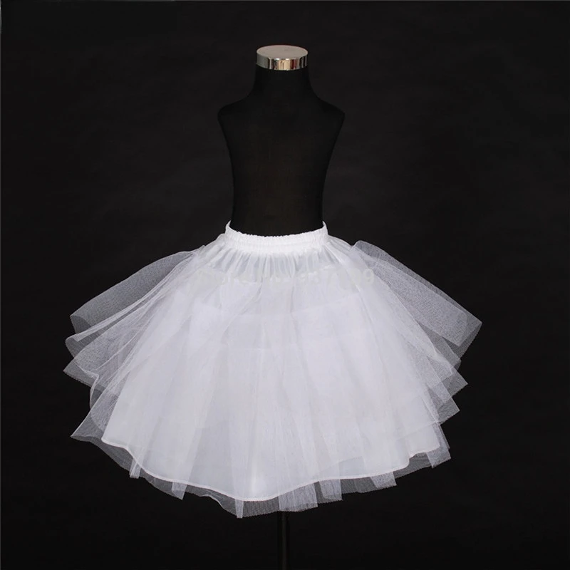 Top-Qualität auf Lager, dreilagiges Netz, weißes A-Linien-Blumenmädchenkleid, Petticoat/Kreinolinen/Unterrock für Kinder