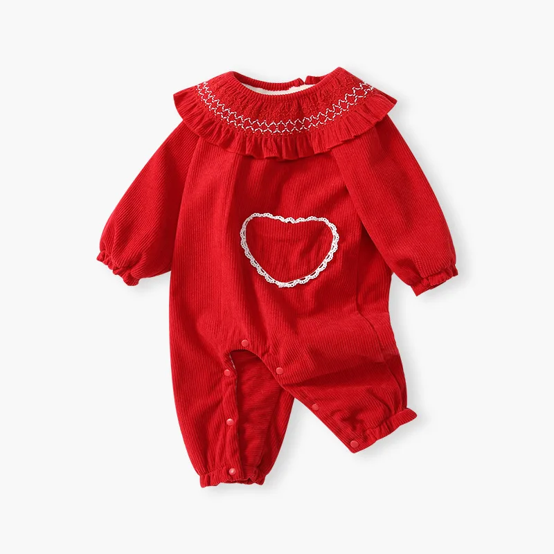 

2025 New Newborn Baby Clothes Autumn/Winter Female Baby Jumpsuit with Fleece Insulation for Outdoor Wear