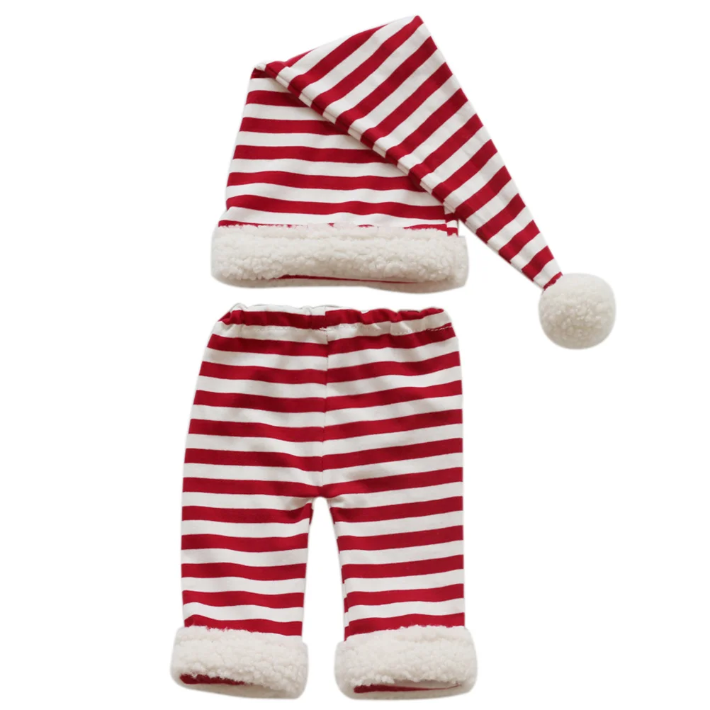 Baby Photography Accessories Toddler Santa Outfit Claus Hat Christmas Shorts Stripe Costume