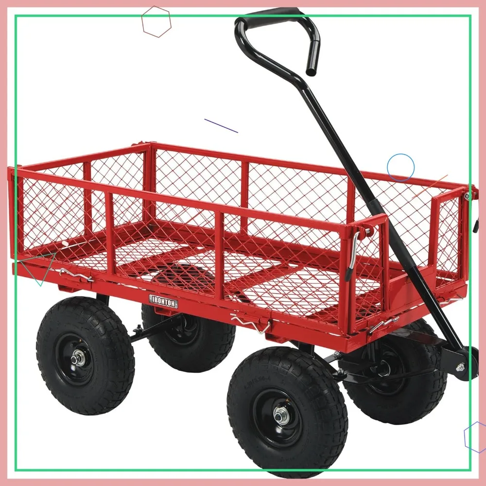 Outdoor Heavy Duty Garden Cart 400lb Capacity with Pneumatic Tires, Steel