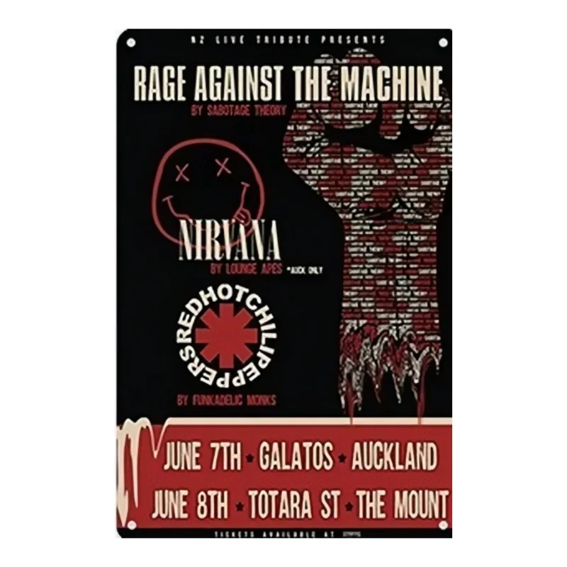 Rage Against  Vintage The Machine  Singer Band Metal Poster Wall Decor Garage Cafe Metal Tin Sign Decorative Plate