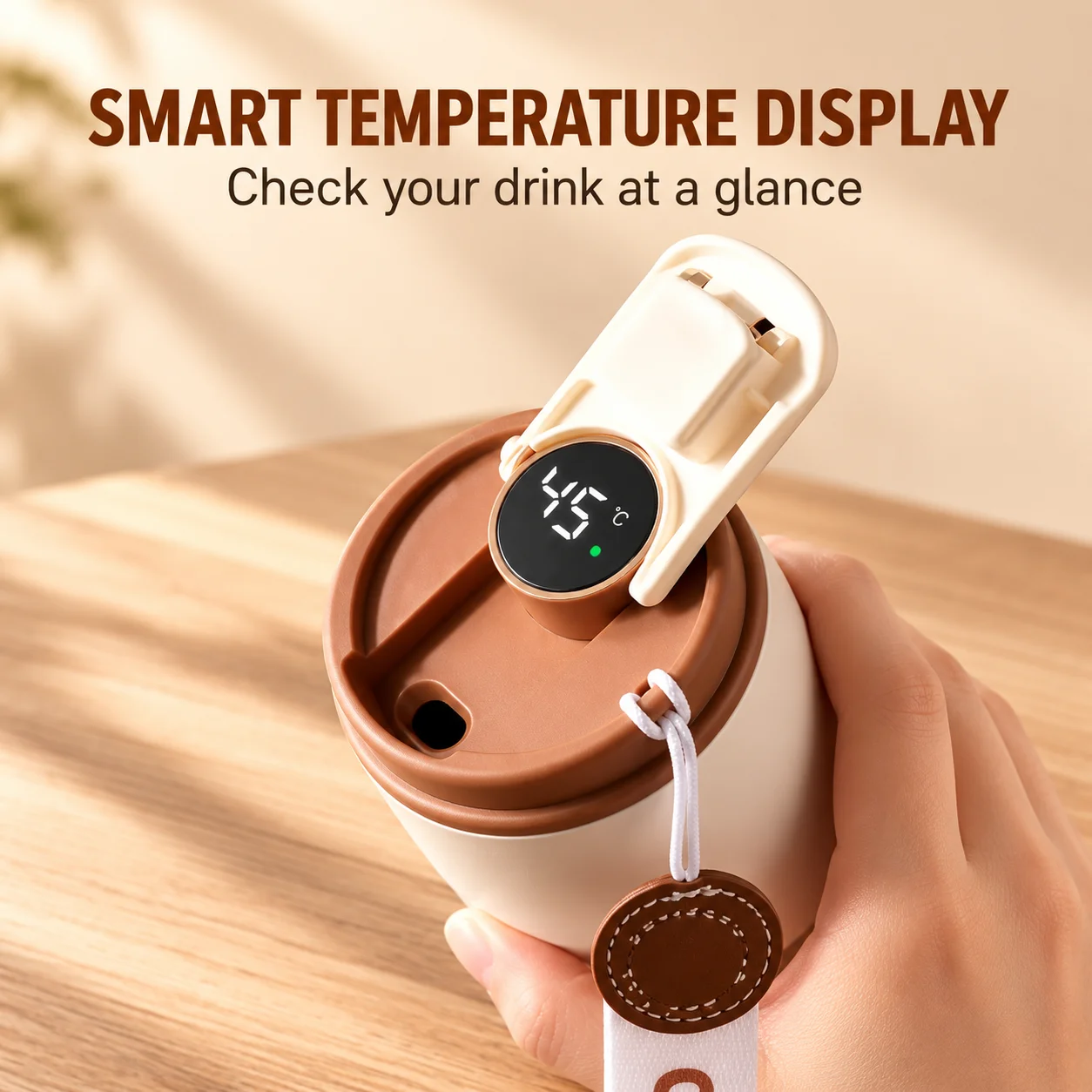 Cute Retro Smart Temperature Display Travel Coffee Mug 420ML 316 Stainless Steel Vacuum Cup Leakproof Portable Outdoor Car