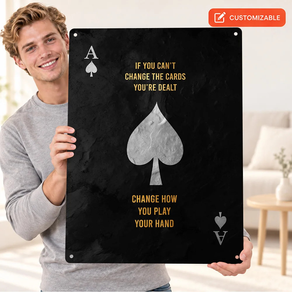 Ace Of Spades Quote Printed Poster Customized Aluminum Metal Sign Monochrome Typographic Illustration Wall Art For Workspace