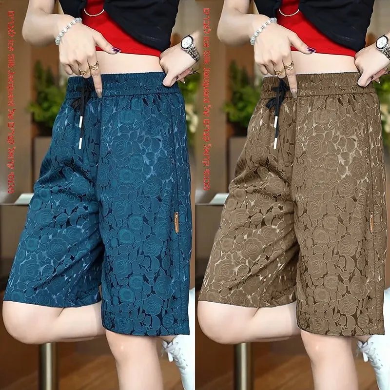 Men's Summer Thin Ice Silk Shorts 2026 New Fashion Versatile Embroidered Five-Part Comfortable Breathable for Work City Walk