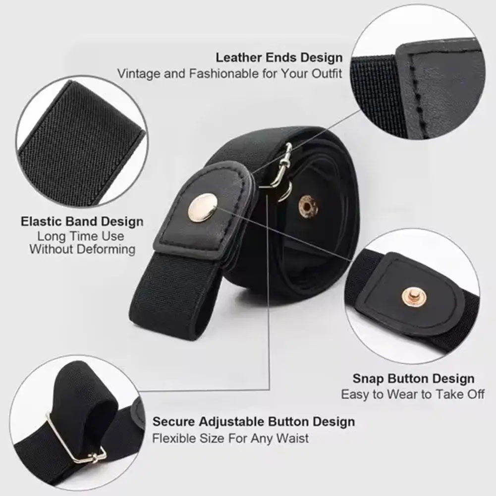 حزام غير مرئي بدون مشبك، حزام مطاطي ذاتي الإمساك للرجال والنساء، حزام خصر مريح بدون خياطة للسراويل والجينز