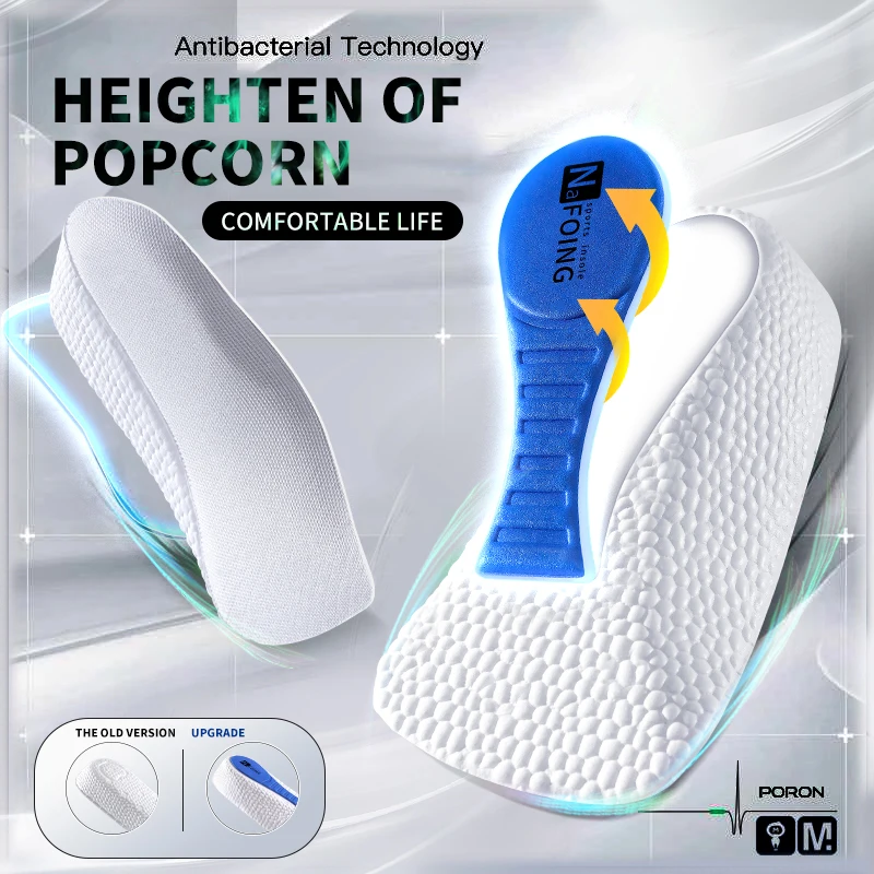 Memory Foam Height Increase Insoles for Men Women Shoes Flat Feet Arch Support Orthopedic Insoles Sneakers Heel Lift Shoe Pads