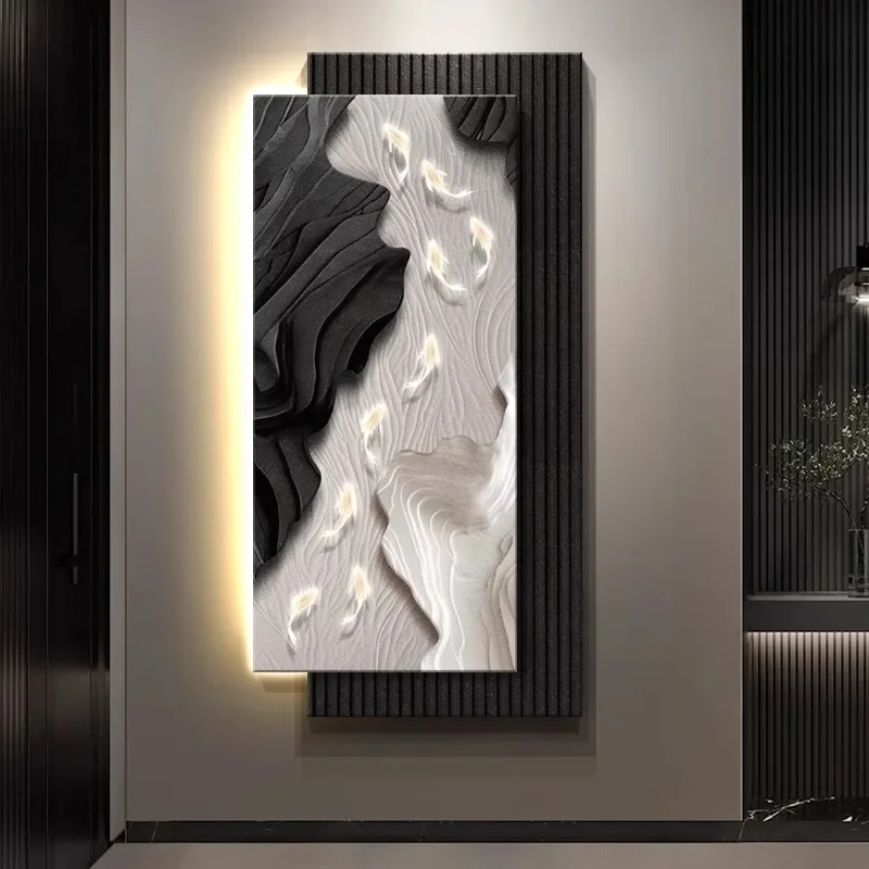 Koi Fish Theme LED Entrance Hanging Painting Light | Corridor End Decor with Remote Control | Wall Lamp with Artistic Design