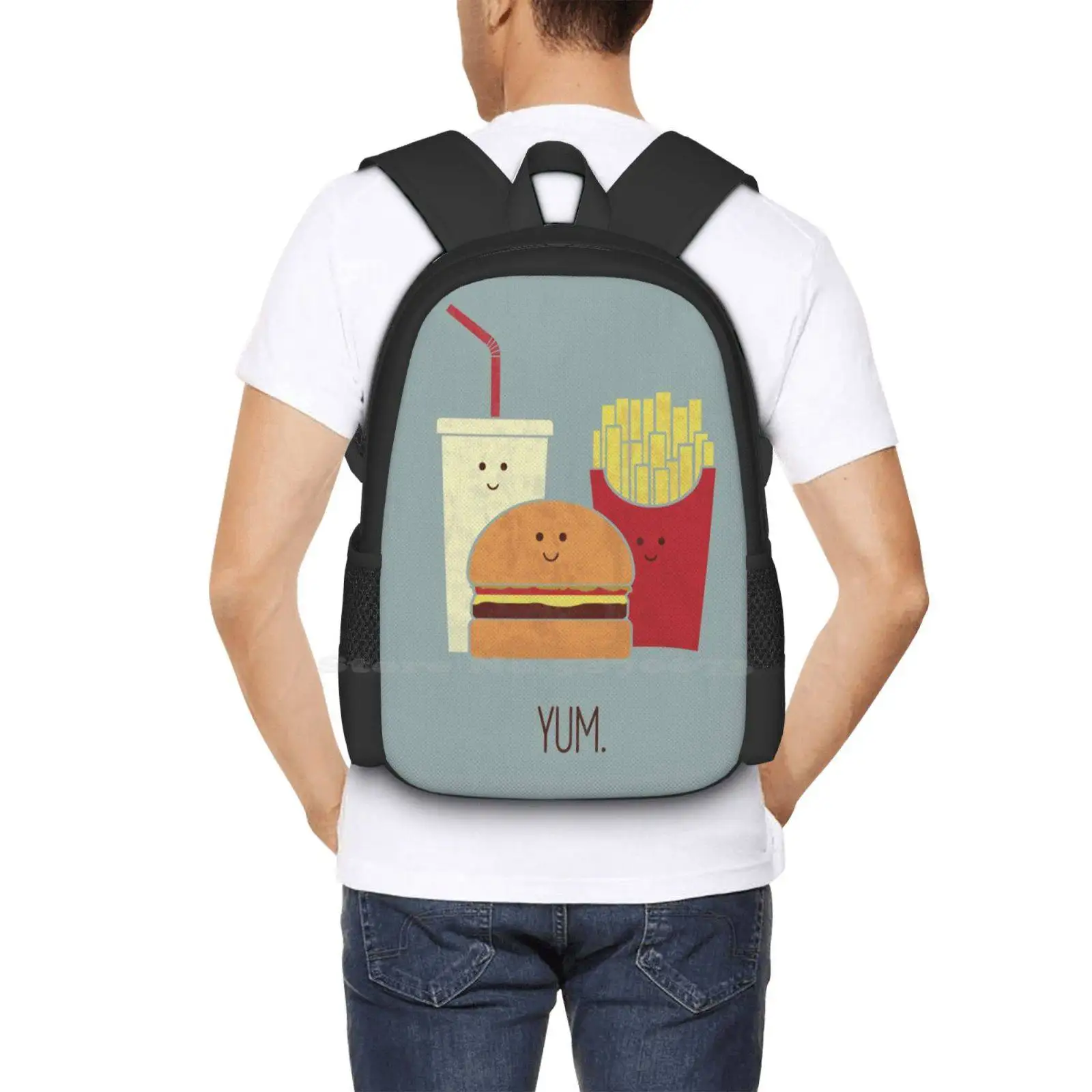 الوجبات السريعة نمط تصميم الكمبيوتر المحمول السفر الحقائب المدرسية الغذاء لطيف برغر البطاطس المطاطية المطبخ الاطفال غير المرغوب فيه Teo Zirinis #6