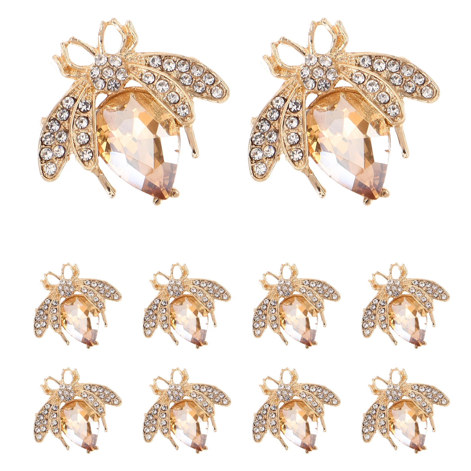 

10Pcs Cute Bee Brooch Pin Alloy Animal Brooch with Glitter Rhinestones Safety Lapel Pin for Backpacks Shirts Jackets