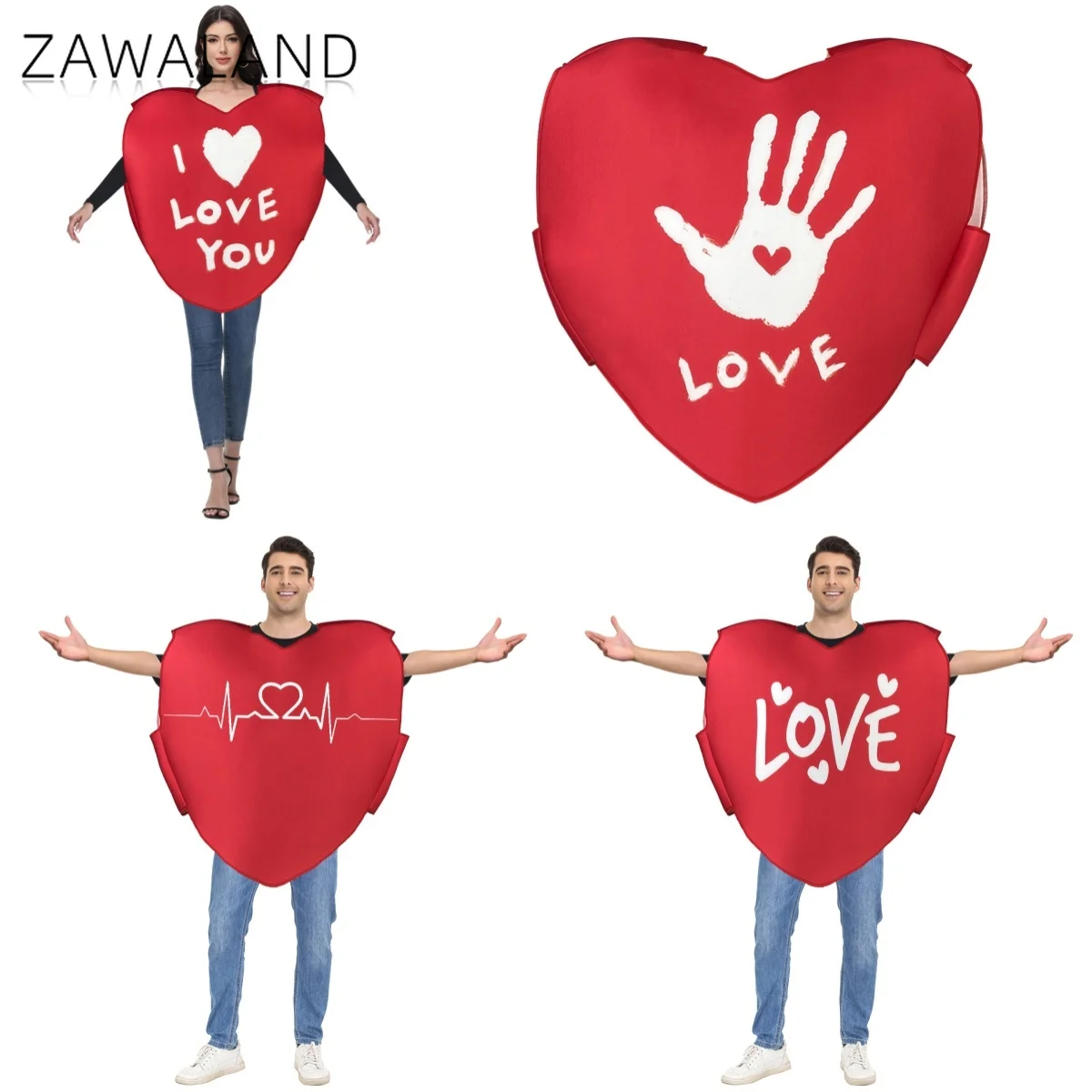 

Love Heart Shape Cosplay Costume Valentine's Day Dress Up for Woman Man Carnival Couple Outfit Holiday Party Performance Clothes
