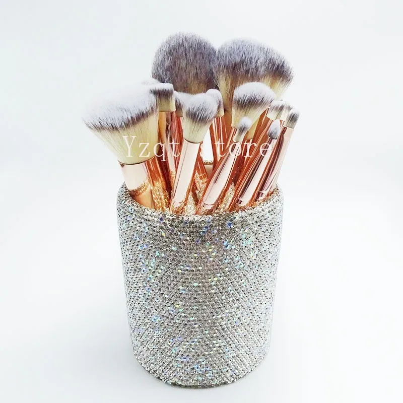 Cross-border new products 18 diamond-set makeup brushes, diamond barrels, headbands, eyelash clips, full set of beauty tools