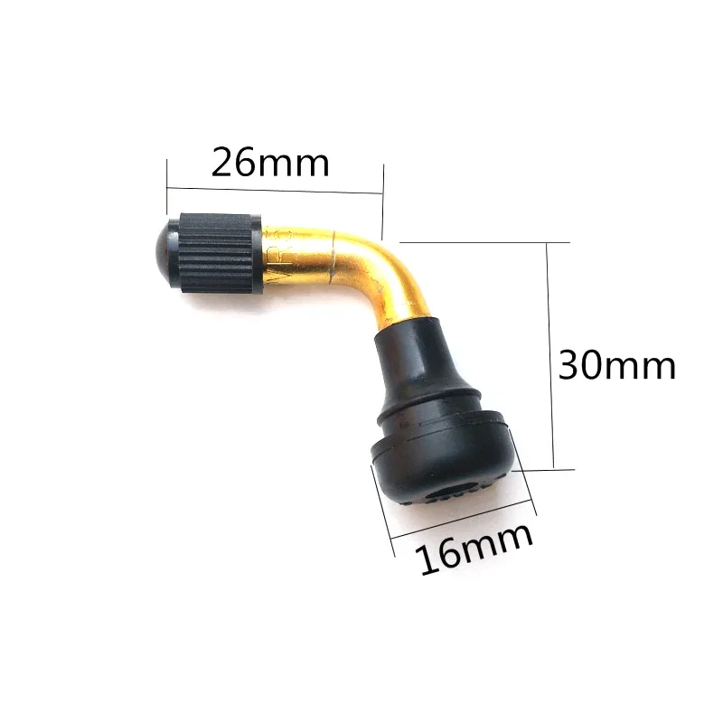 2pcs Tire Valve Stem Bent 90 Degree Angled Snap-in Rubber Base Brass Stem For Tubeless Tires Nipple Motorcycle Scooter ATV