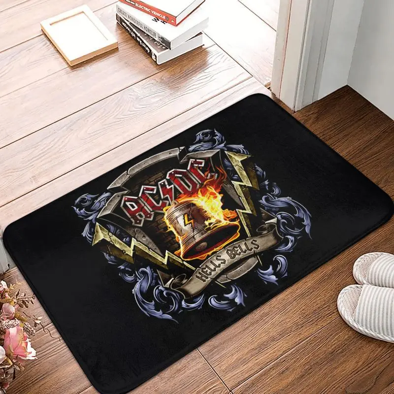 Retro Rock Hells Bells AC DC Door Floor Kitchen Bathroom Mat Anti-Slip Indoor Doormat Garage Entrance Carpet Rug