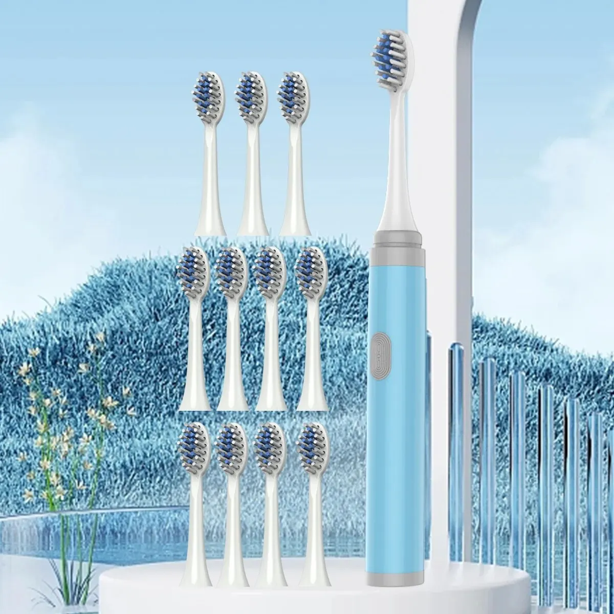 F1 Adult Electric Toothbrush Smart Brushing IPX7 Waterproof Replaceable Brush Head (Batteries Not Included)