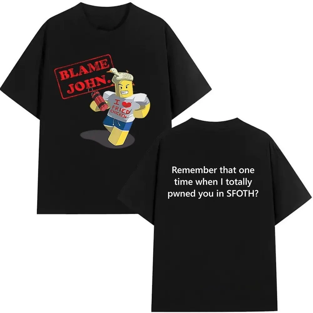 Shedletsky Blame John Forsaken White Casual T-Shirt Men's and Women's Luxury Brand Top