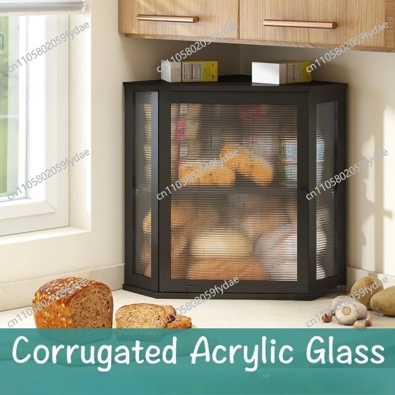 New Bamboo and Wood Bread Box, Double-layer Bread Storage Box, Acrylic Kitchen Storage Box, Transparent Double-door Storage Box
