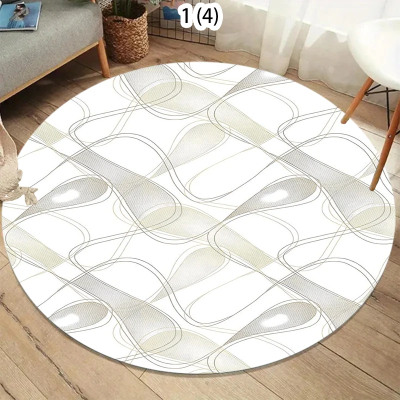 Nordic Style Simple Geometric Round Doormat Mint Green Chevron Non-Slip Entry Rug Scandi Home Decor Floor Mat Living Room Carpet