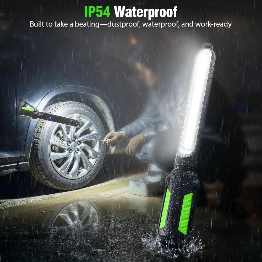 Super Bright LED Work Light Handheld Flashlight Strong Magnetic Hook C Type Rechargeable Rotating Auto Repair Lamp