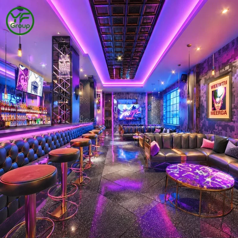 Custom Commercial KTV Booth Sofa Set Easy Clean Wooden Leather Banquette Seating for Nightclub Bar Karaoke