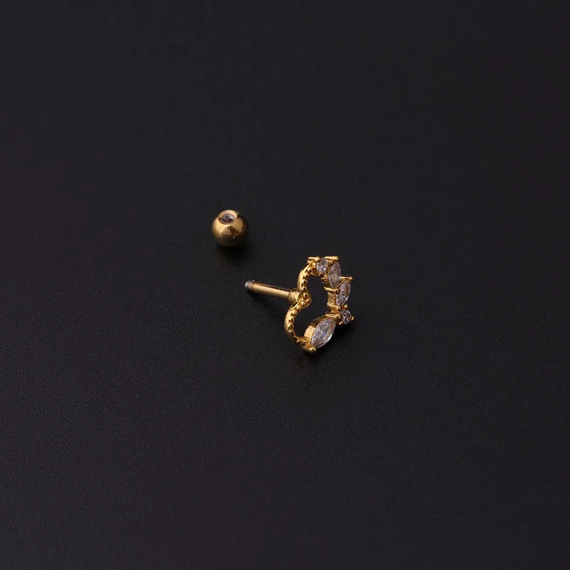 2pcs New Gold Silver Color Zircon Drop Earrings for Women Stainless Steel Small Pendant Ear Studs Piercing Jewelry Statement