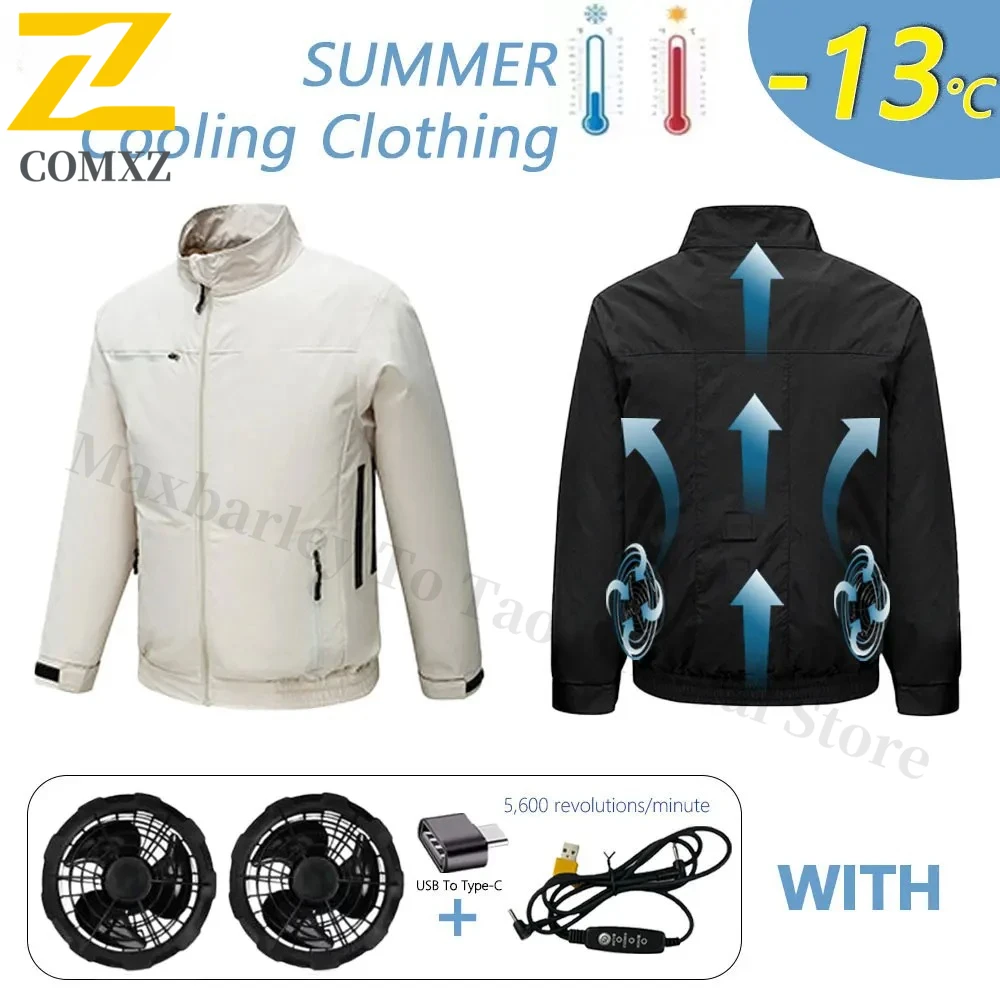 Summer Cooling Jacket Four Hole Fan Clothing Men USB Refrigeration Air Conditioning Clothes Outdoor Labor Protection Workwear