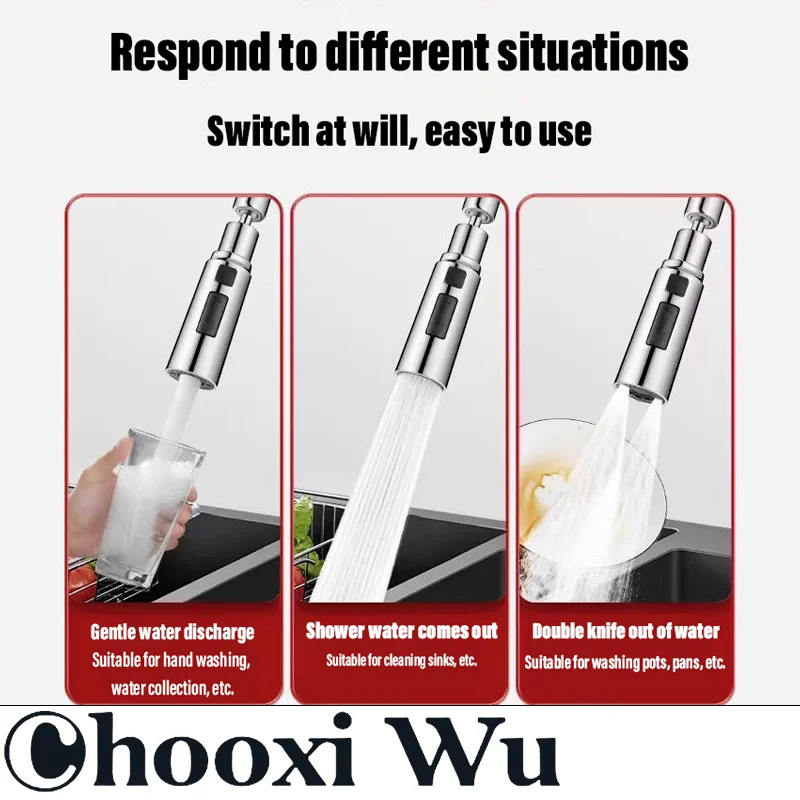 CHOOXIWU-extensor de grifo para cocina y baño, aireador multifunción, Caño para cocina y baño