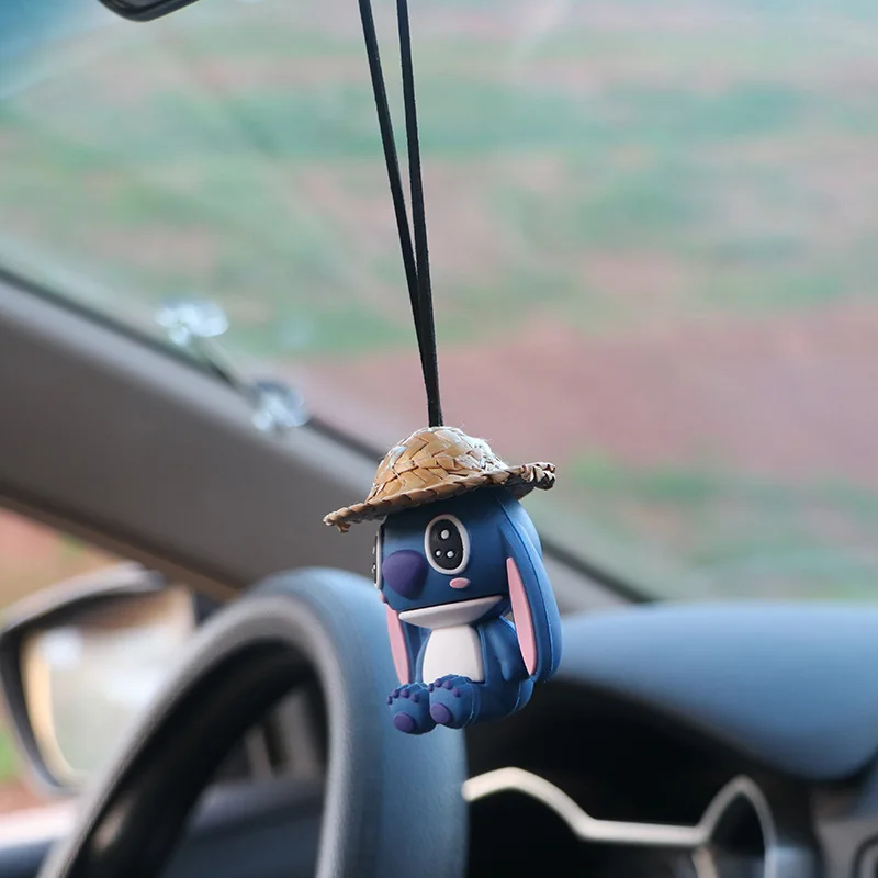 Disney Anime Movie Stitch Action Figure Car Interior Ornaments Accessories Auto Rearview Mirror Hanging Pendant Cute Model Decor