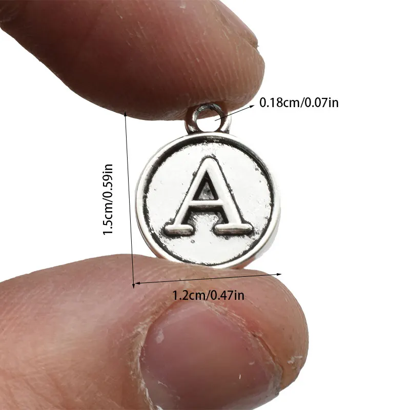 26pcs/set Two Color Round English Alphabet Charms Alloy Metal letter Pendants For DIY Women Men Jewelry Making Gifts