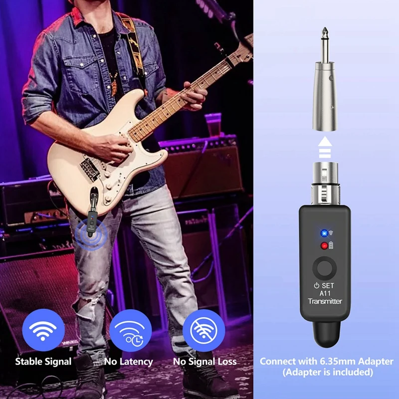ABAC-A11 Wireless Microphone Transmitter Receiver 2.4Ghz, XLR Microphone Wireless System, Wireless Mic Adapter For Audio Mi