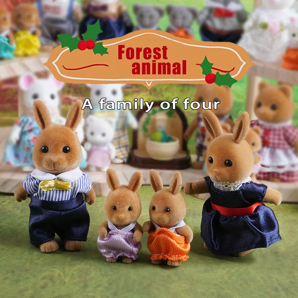 Puppenhaus Wald Familie 4Pcs Puppe Kaninchen Schafe Katze Tier Miniatur Möbel Set Pretend Spielen Simulation Puppe Haus Spielzeug Geschenk – Detail 6
