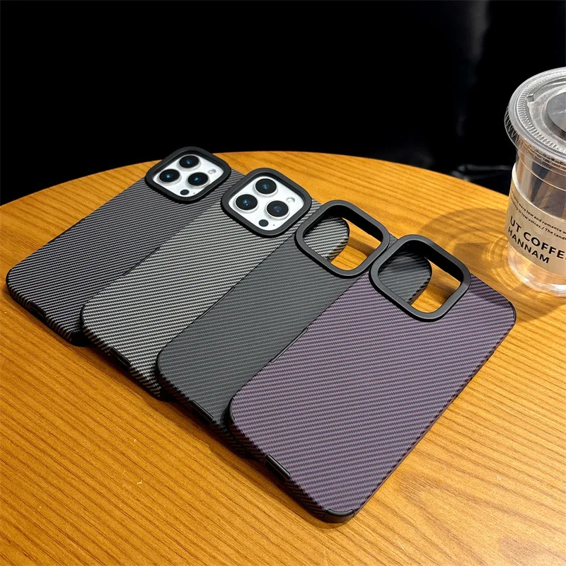 Luxury Carbon Fiber Magnetic Phone Case for iPhone 16 15 14 13 12 Pro Max Plus Wireless Charging Shockproof Protective Cover