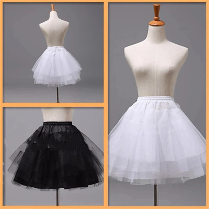 

White Black Short Petticoats Women A Line 3 Layers Underskirt For Wedding Dress Jupon Cerceau Mariage