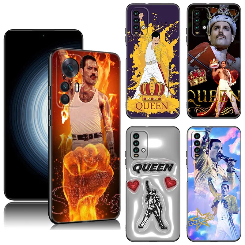 Freddie Mercury Queen Phone Case For Xiaomi Redmi Note  5 6 7 K40 K60 Pro 7A 8A 9A 9C 9i 9T 10A 10C 12C A1 A2 + 4G Black Cover