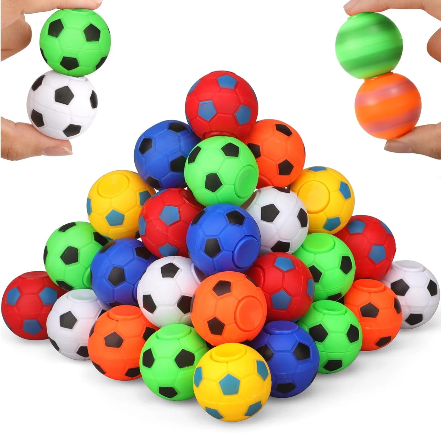 Mini Fidget Spinners Soccer Balls Soccer Party Favor Rotatable Finger Stress Balls Toy Classroom Prizes Return Gifts