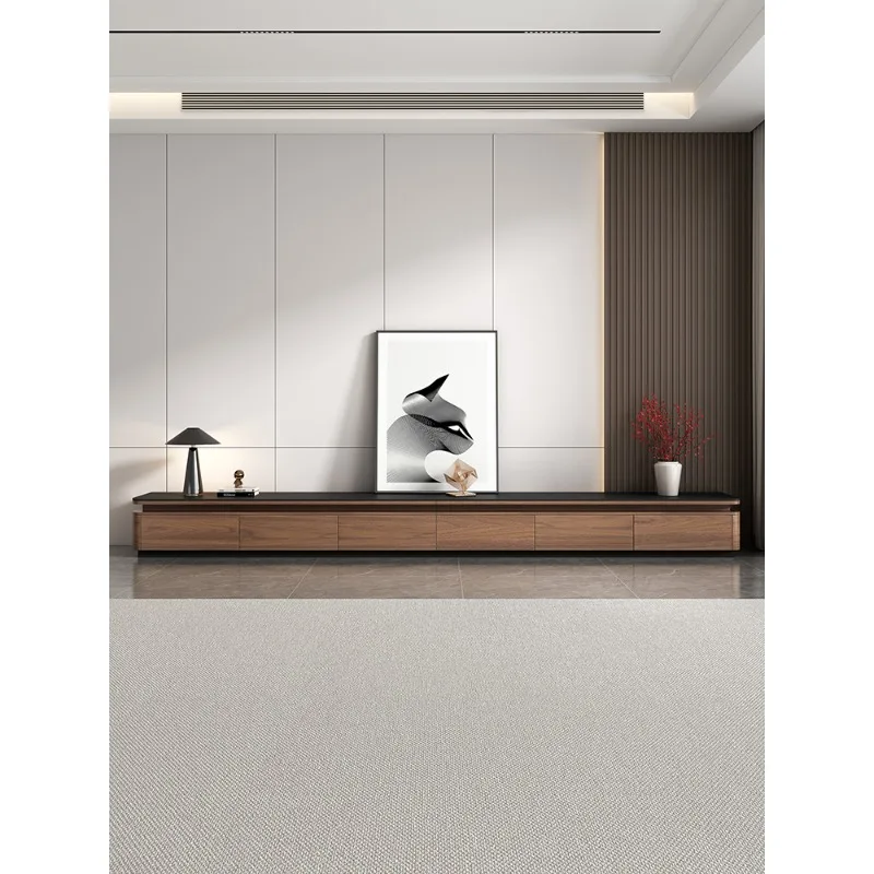 Slate TV Cabinet Coffee Table Combination 2025 New Living Room Light Luxury Ambient Light Floor Cabinet Modern Simple Locker