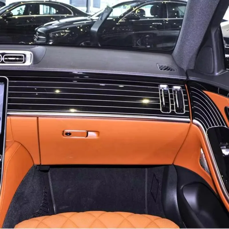 For W223 S-Class Piano Black Trim Kit - Carbon Fiber Interior Panels, Plug-and-Play for Maybach Edition
