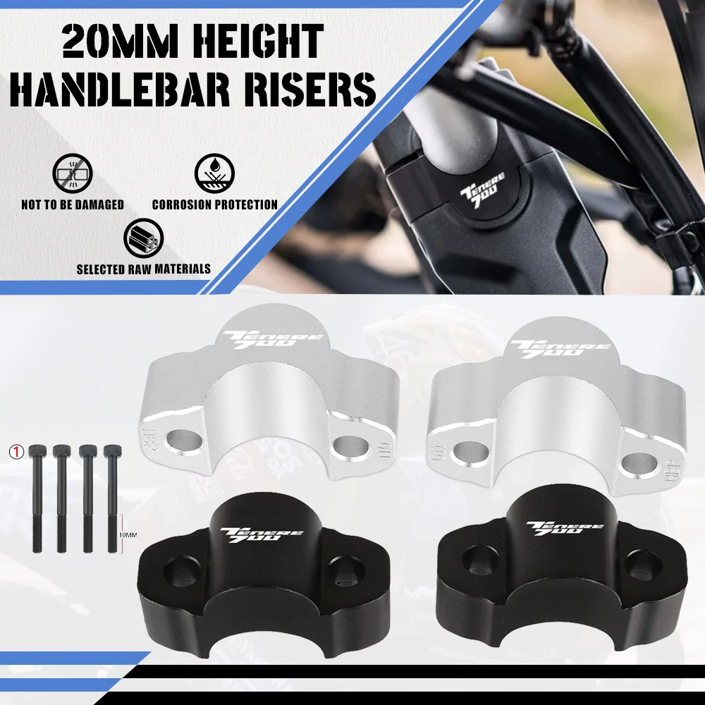 

Motorcycle Accessories For YAMAHA Tenere 700 Tenere700 T7 2019-2021 Handlebar Bar Riser Adapter Height Increase 20mm CNC Adapter