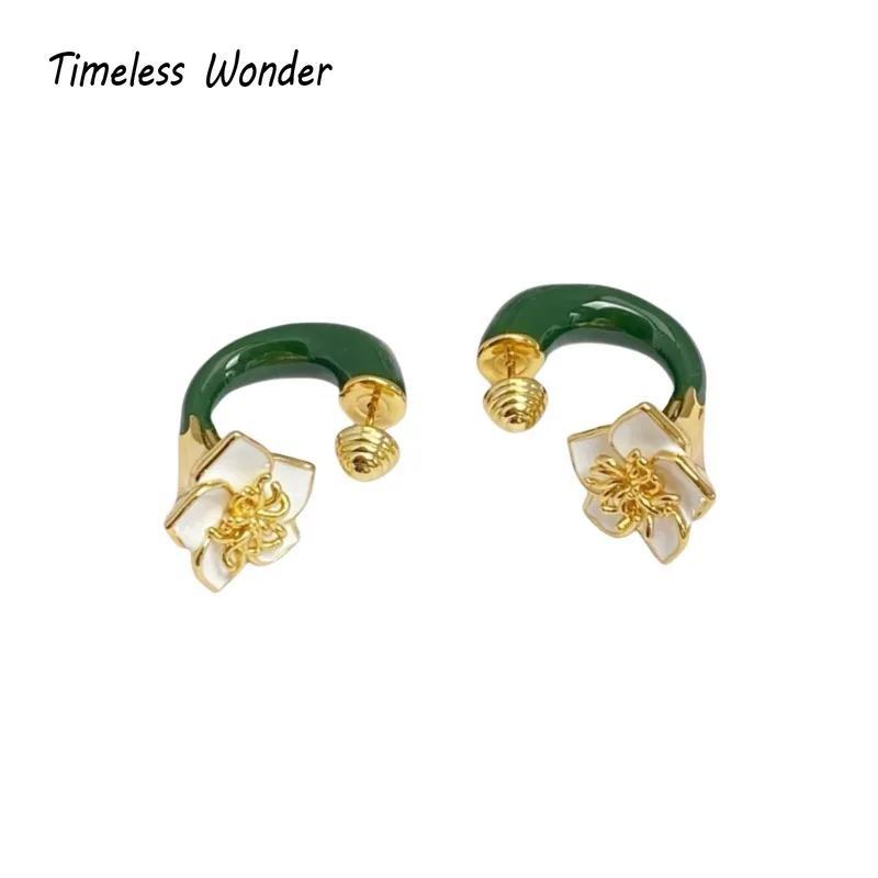 

Timeless Wonder Fancy Enamel Floral Stud Earrings for Women Designer Jewelry Luxury Sweet Korean Japan Rare Top Gift 3375