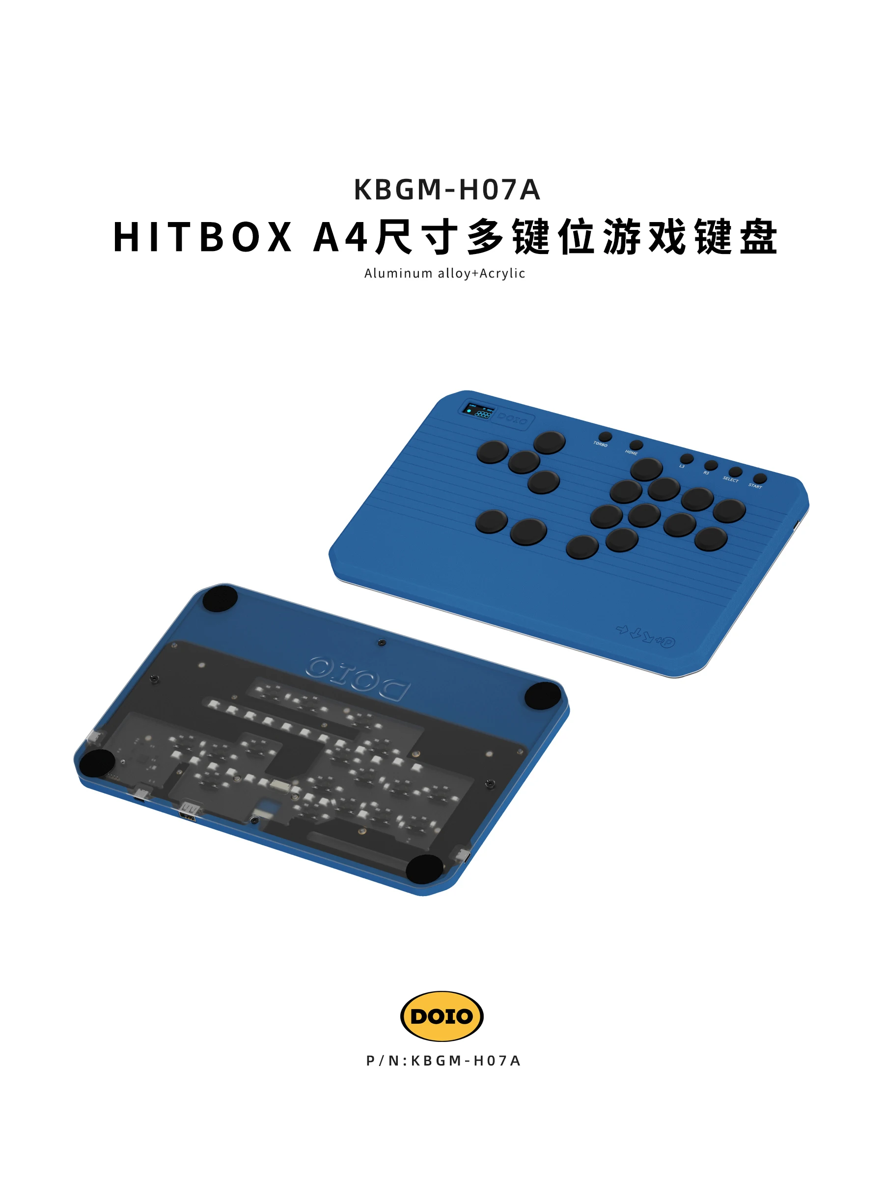 Imagem -03 - Doio Hitbox-liga de Alumínio Teclado Mecânico Multi-teclas Gaming Keyboard Pbt Tipo-c Oled Personalizado para Ps5 Switch Kbgm-h07a