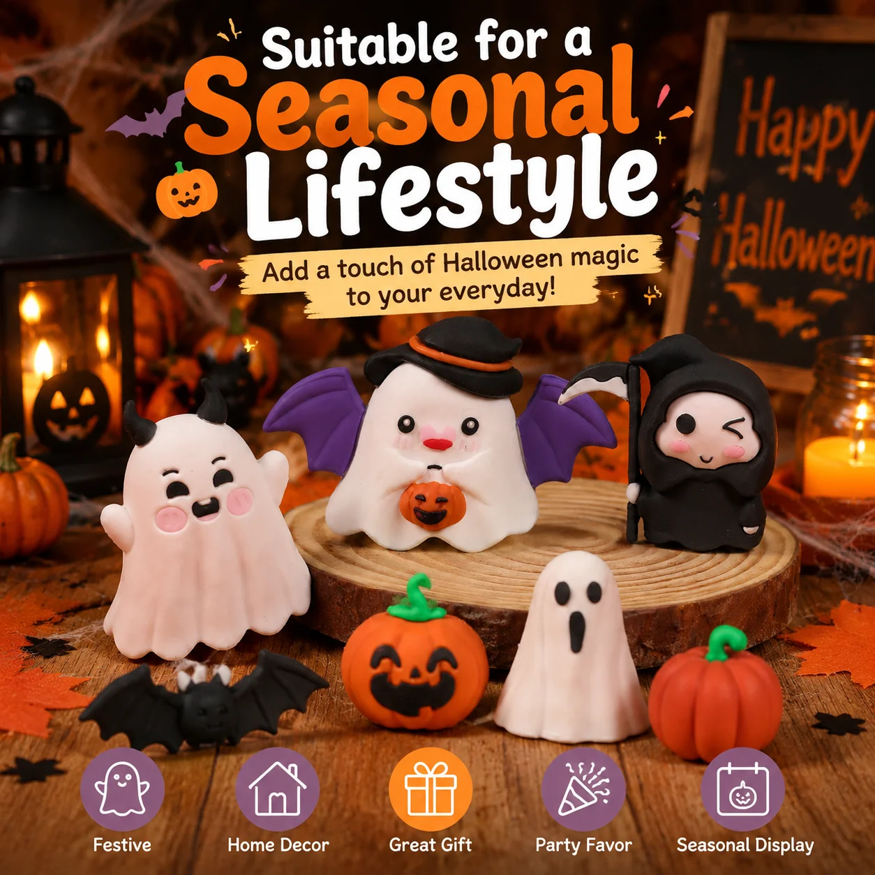 Little Ghost Pumpkin Halloween Decorations Soft Glue Ornaments for Home Party Decor Festive Rendering Function Gift Giving